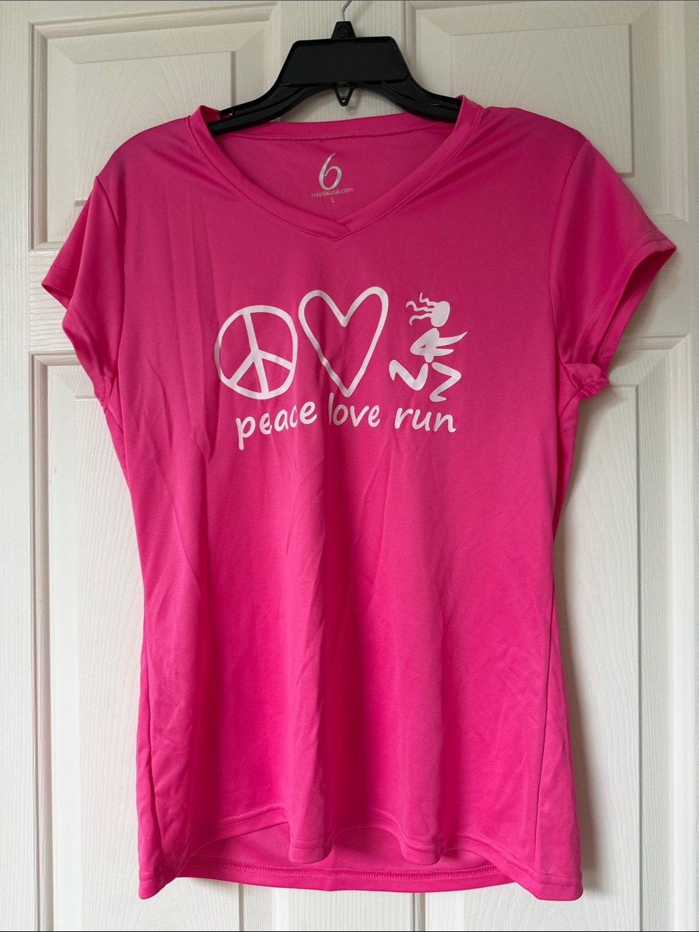 Peace Love Run Pink Active Tee